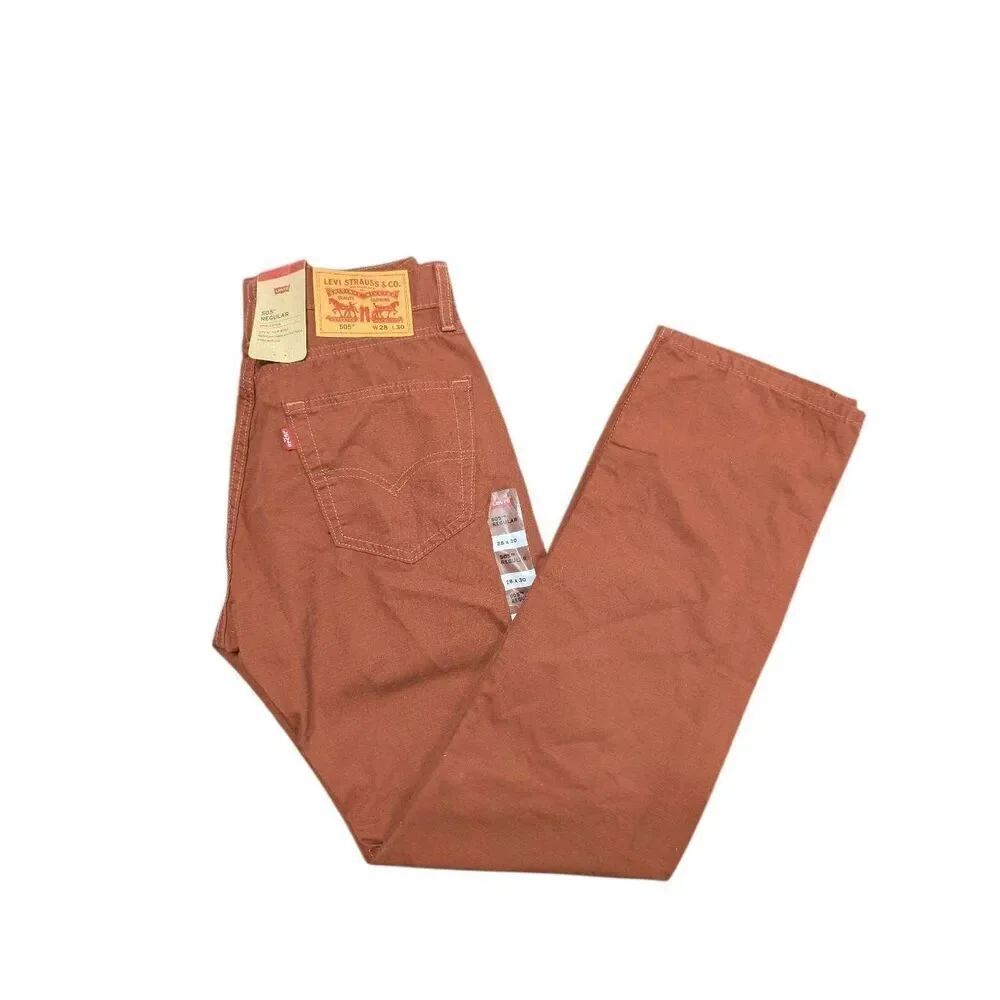 NWT Levi's 505™ Regular Fit Straight Leg 5-pocket Burnt Orange Pants Men's 28 x